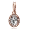 Rose gold oval pendant with large central zircon and halo micro-pave crystals - Oval Pink Gemstone Halo Style (29)