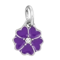 DIY flower charm with purple enamel petals and sparkling crystal center for bracelets - Deep Purple Rhinestone Five-Petal Flower Style (021)