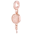 Rose gold key and lock pendant charm with textured details for DIY bracelets - Intertwined Pattern Keyhole Disk Style (31)