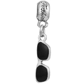 Silver Tree of Life charm featuring a fashion bead and black enamel sunglasses pendant - Fashion Sunglasses Style Pendant (15)