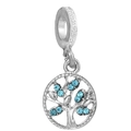 Silver tree of life pendant bead with sky blue rhinestones for jewelry making - Sky Blue Tree of Life (005) / Normal Specification