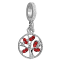 Silver tree of life charm with red gemstone fruits for beaded charm bracelets - Red Tree of Life (003) / Normal Specification