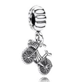 Vintage silver-plated bicycle charm pendant with detailed retro bike design for bracelets - Bicycle DIY Accessories