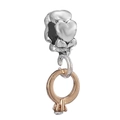 Zilveren hartbedel met een roségouden ringhanger en een heldere zirkonia steen - Hartvormige Strass Ring (DIY Accessoire)