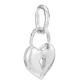 Colgante de candado de corazón plateado con detalle de cerradura para joyería DIY - Colgante de Candado Corazón 3D (037)