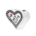 Silver DIY heart charm with pink crystal and My Love engraving for bracelets - MY LOVE Engraved Heart Charm (#5)