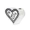 DIY Heart Bead for Snake Chain Necklace with MY LOVE Engraving and White Enamel Finish - White Enamel MY LOVE Heart Charm (#6)