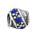 Vintage silver flower petal charm with blue crystals for European style DIY bracelets - Antique Silver Dark Blue Crystal Bead (#10)