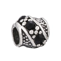 Silver bead charm with black inlaid stones for European style bracelets - Silver Black Gem Retro Bead (#15)