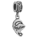 Antieke zilveren bedel met Mother gravure en harttextuur voor armbanden - Moeder Hartvorm DIY Accessoire