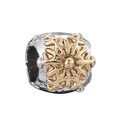 Two-tone silver and gold snowflake charm bead with hollow center for DIY bracelets - Gold Snowflake Embossed Charm (#17)