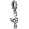 Vintage zilverkleurige vogel hanger met S925 stempel en gedetailleerd stippatroon - Tropische vogel (DIY accessoire)