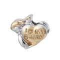 Silver elephant bead with gold heart engraved I Love My Family for DIY necklaces - I LOVE FAMILY Elephant Bead (#22)