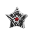 Star-shaped vintage silver metal accessory with textured beads and a central red gemstone - Red Center Star Style (#3)