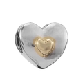 Polished silver heart bead with smaller gold heart inlay for charm bracelets - Double Heart Nesting Two-Tone Bead (#23)
