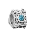 Retro silver large hole bead with a bright blue crystal for DIY snake chain necklaces - Retro Large Hole Blue Gem Bead (#27)