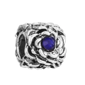 Vintage silver rose charm with deep blue crystal center for DIY jewelry bracelets - Blue Stone Vintage Rose Style (#6)