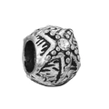 Oxidized silver starfish charm bead with white crystal center for DIY bracelets - Retro Starfish Large Hole Bead (#29)