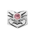 Vintage silver snake chain charm with a central pink faceted crystal inlay - Pink Rhinestone Retro Square Charm (#31)