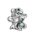 Vintage silver flower charm bead with light blue rhinestones for DIY jewelry making - Light Blue Stone Vintage Flower (#10)