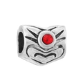 Silver DIY charm with red crystal inlay and vintage punk totem pattern for bracelets - Red Gem Punk Retro Bead (#33)