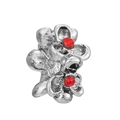 Vintage silver-tone floral bead pendant with vibrant red rhinestones jewelry accessory - Red Stone Layered Petal Style (#11)
