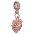 Roségouden hartvormige bedel met verfijnd opengewerkt patroon en getextureerd oogje - Hol Hart (DIY-accessoire)