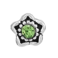 Vintage silver star charm with green crystal inlay for DIY bracelets and jewelry - Green Stone Vintage Star (#17)