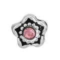Star-shaped earrings with vintage silver finish and pink crystal stone center - Pink Stone Vintage Star (#18)