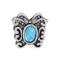Vintage silver butterfly charm with sky blue gemstone for DIY bracelet making - Sky Blue Stone Embossed Butterfly (#29)