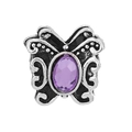 Vintage silver butterfly bead with purple faceted crystal for jewelry making - Purple Stone Vintage Butterfly Style (#31)