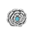 Vintage silver rose accessory featuring layered petals and a central light blue gemstone - Light Blue Stone Rose Style (#32)