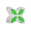 Silver four-leaf flower charm with green enamel for DIY bracelets and jewelry - Green Enamel Four Leaf Style (#37)