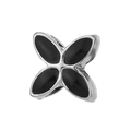 Silver four-leaf flower charm with black enamel inlay for DIY beaded bracelets - Black Enamel Four Leaf Style (#38)