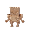 Robot shaped metal charm with heart detail in polished rose gold finish for DIY jewelry - Rose Gold Heart Robot Style (#42)