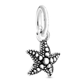 Oxidized silver starfish charm with textured surface and circular ring for DIY jewelry - Vintage Dotted Starfish Style (#57)