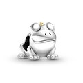 Cute frog charm with gold crown in 925 sterling silver for DIY bead bracelets - Crown Frog Style (#59)