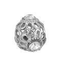 Silver hollow flower bead charm with transparent faceted crystals for DIY jewelry - Hollow Petal Sphere Style (#60)