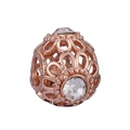 Hollow flower bead charm in rose gold finish with white crystals for DIY bracelets - Rose Gold Hollow Flower (#61)