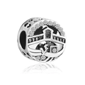 Silver Venice charm featuring hollow gondola design and sparkling zircons for bracelets - Venice Gondola Bridge Style (#68)