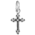 Antique silver cross pendant with vintage oxidized finish and decorative circular dots - Vintage Oxidized Cross Style (#69)