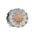 Silver daisy charm with a textured golden center for a stylish jewelry bracelet - Gold Center Silver Daisy (#70)