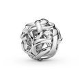 Silver hollow knotted rope charm with a clear zircon inlay for jewelry bracelets - Silver Woven Hollow Stone (#84)