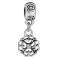 Silver retro charm bead featuring hollow flower design and sparkling zircon stone - Vintage Hollow Flower Pendant (#85)