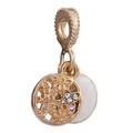 Golden double-layer charm with hollow dragonfly flower pattern and white inlay - Gold Dragonfly Floral Hollow Charm (045)