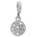 Silver charm pendant with dragonfly and sunflower design with sparkling crystals - Silver Dragonfly Sunflower Charm (044)