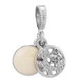 Silver flower and butterfly charm with rhinestones and white pearl bead for DIY bracelets - Silver Hollow Floral Artificial Pearl Ball (041)
