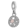 Pink heart enamel and cubic zirconia charm bead for bracelets in sterling silver - Normal Specification / Hollow Heart Pink Style (5)