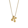 Collana a catena box in oro lucido con dettaglio pendente a lettera K stile liquido - Lettera K