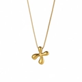 Dettaglio della collana con ciondolo a croce in metallo fluido dorato e finitura lucida - Lettera X